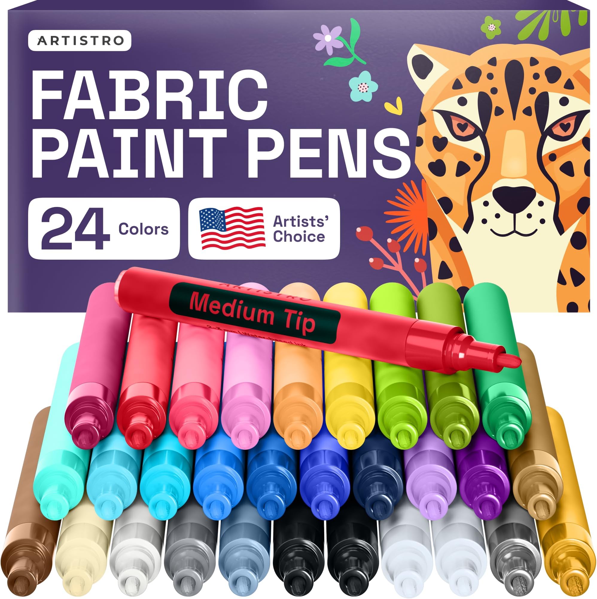 ARTISTRO Acrylic Paint Markers Pens â€“ 30 Acrylic Paint Pens Medium Tip (2mm) - Great for Rock Painting, Wood, Fabric, Card, Paper, Ceramic & Glass - 28 Colors + Extra Black & White Paint Marker Set