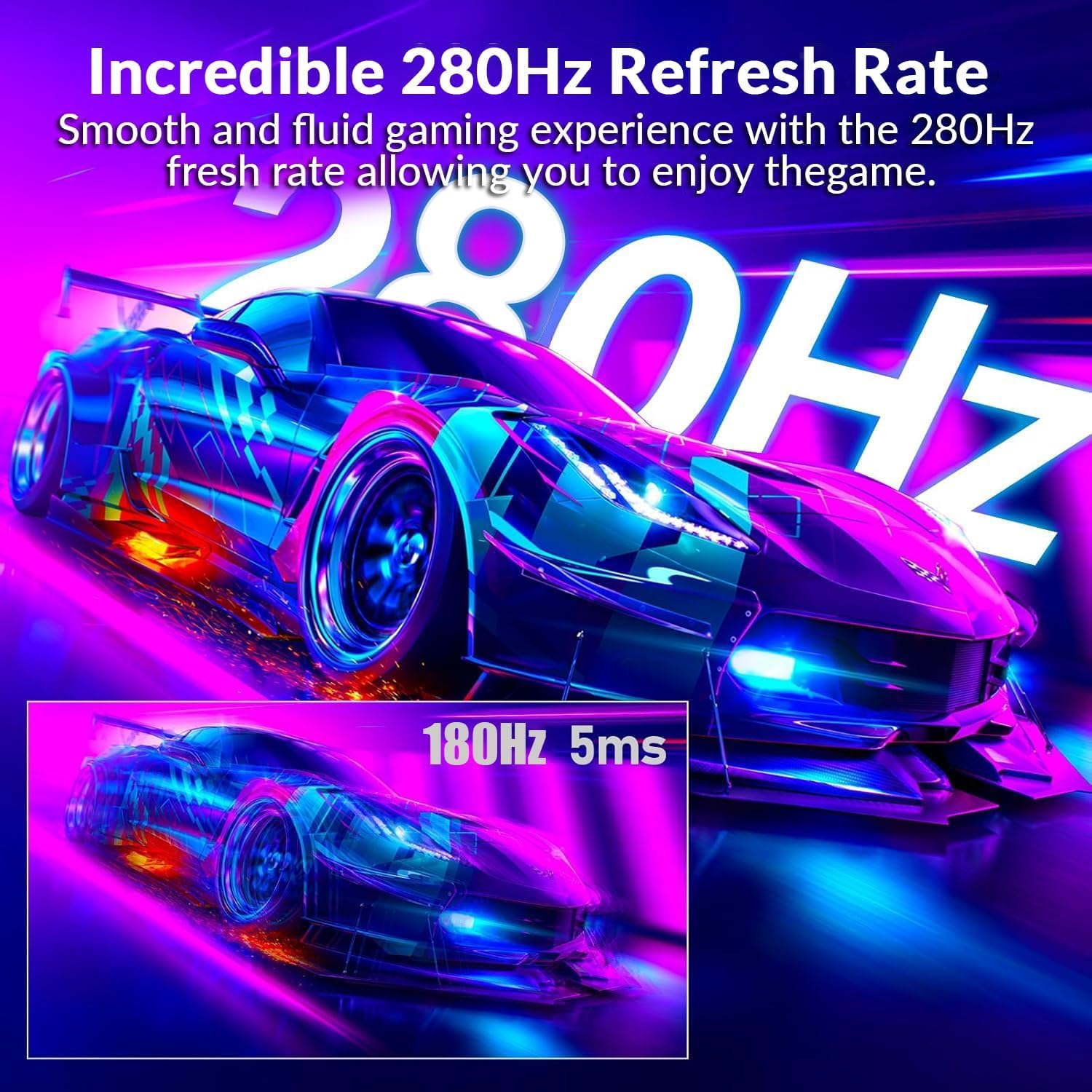 CRUA Monitor Gaming Curvo 27 Pollici 280Hz Full HD, 1ms con FreeSync & HDR, Immersione Totale 1800R, Eye Care Flicker-Free per PC/PS5/Xbox, Design Senza Cornice, HDMI/DP, VESA – Nero