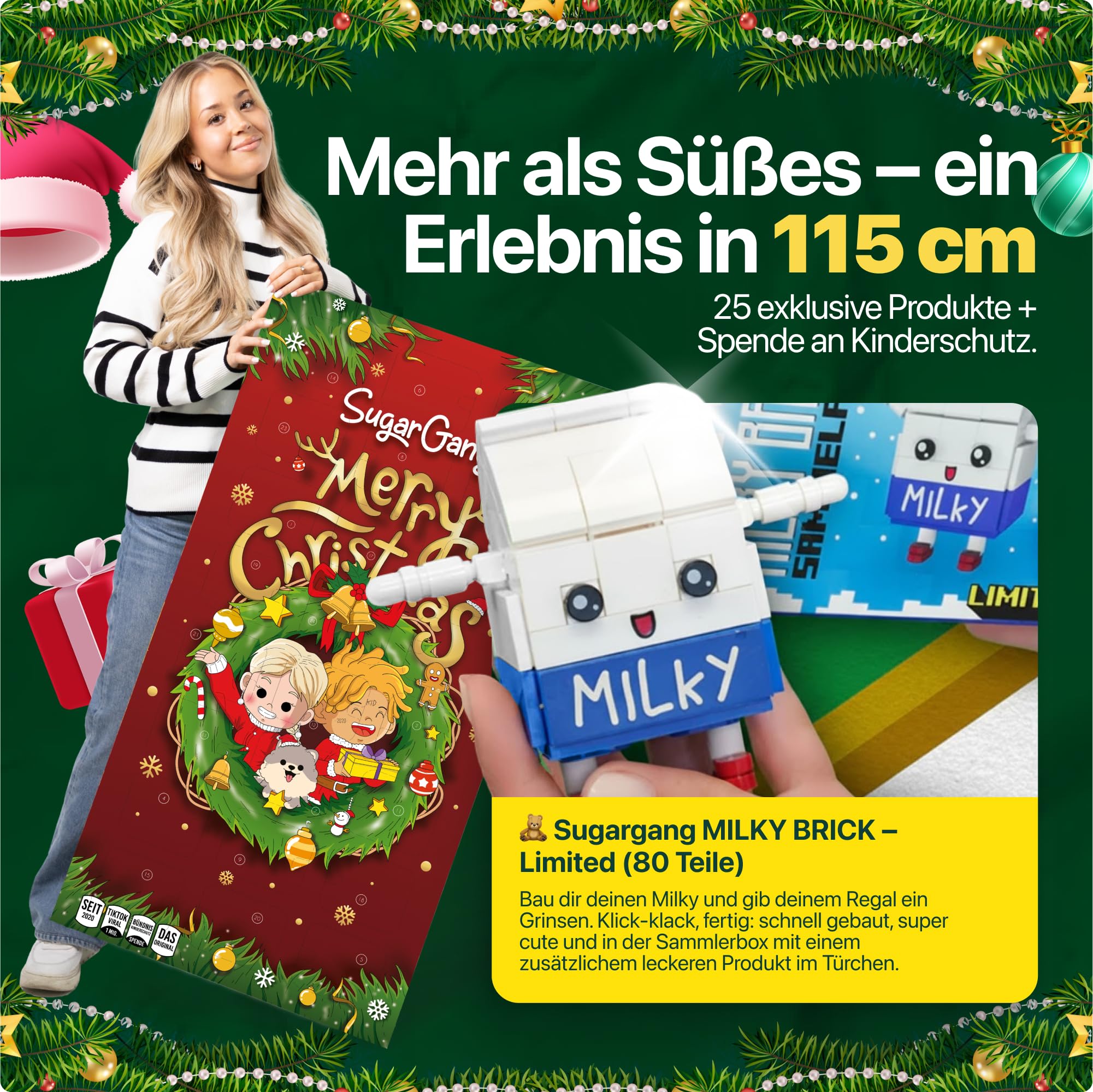 SUGARGANG® XXL Adventskalender 2025 mit Süßigkeiten aus USA & aller Welt [1,15m GROß] - Weihnachtskalender 2025 für Männer, Frauen & Kinder mit exklusiven Produktneuheiten - Süß, Sauer, Salzig