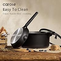 Vista 6 de CAROTE 28PCS Pots and Pans Set, Nonstick Cookware Set Kitchen Non Stick Induction Titanium Cookware Non-toxic Granite Cooking set, PFOA Free, Black