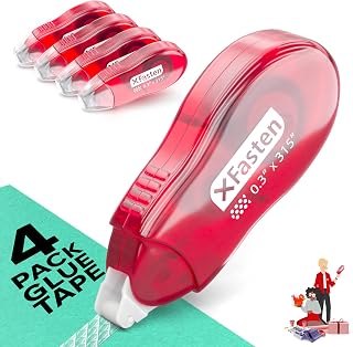 XFasten Japan Dots Scrapbook Tape Glue Roller Runner, 8mm x 26ft 4-Pack Double Sided Tape Roller, Dot Applicator for Scrapbook Album Kit, Removable