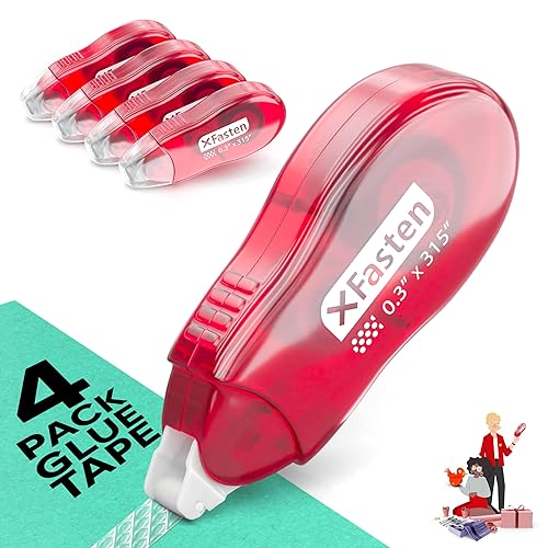 XFasten Japan Dots - Cinta adhesiva para álbum de recortes, 0.315 in x 26 pies, paquete de 4 rodillos de cinta de doble cara, aplicador de puntos