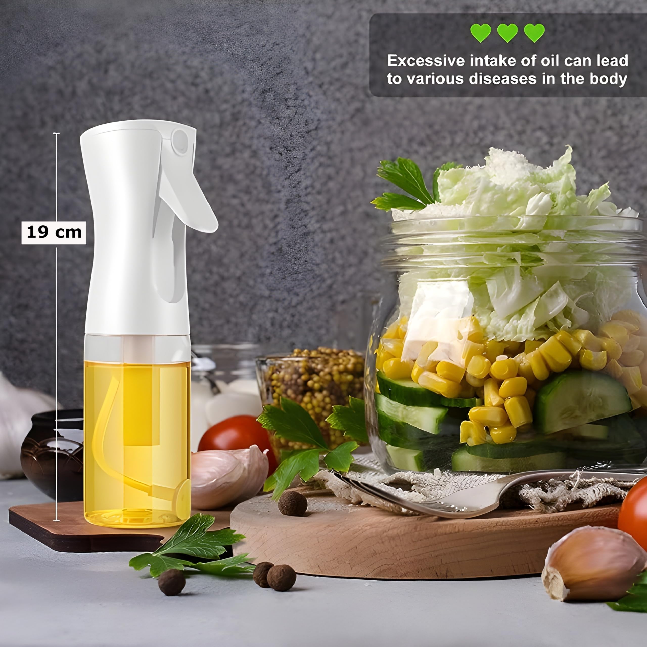 JIALTO 200 ML Glass Olive Oil Spray Bottle - Versatile Kitchen Gadgets for Air Fryer, Salad Making, Baking, and Frying - Canola Oil Spritzer Mister (200 ML)