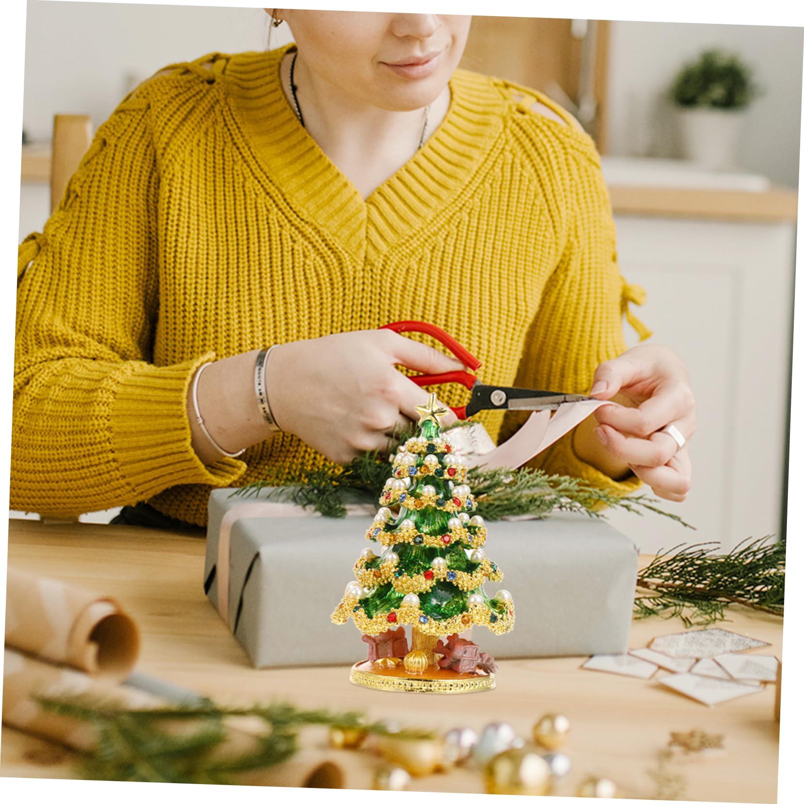 Amosfun 5 Bandejas Lisas para Guardar Joyas Decoración Navideña Caja para Guardar Baratijas Artículos Navideños para El Hogar