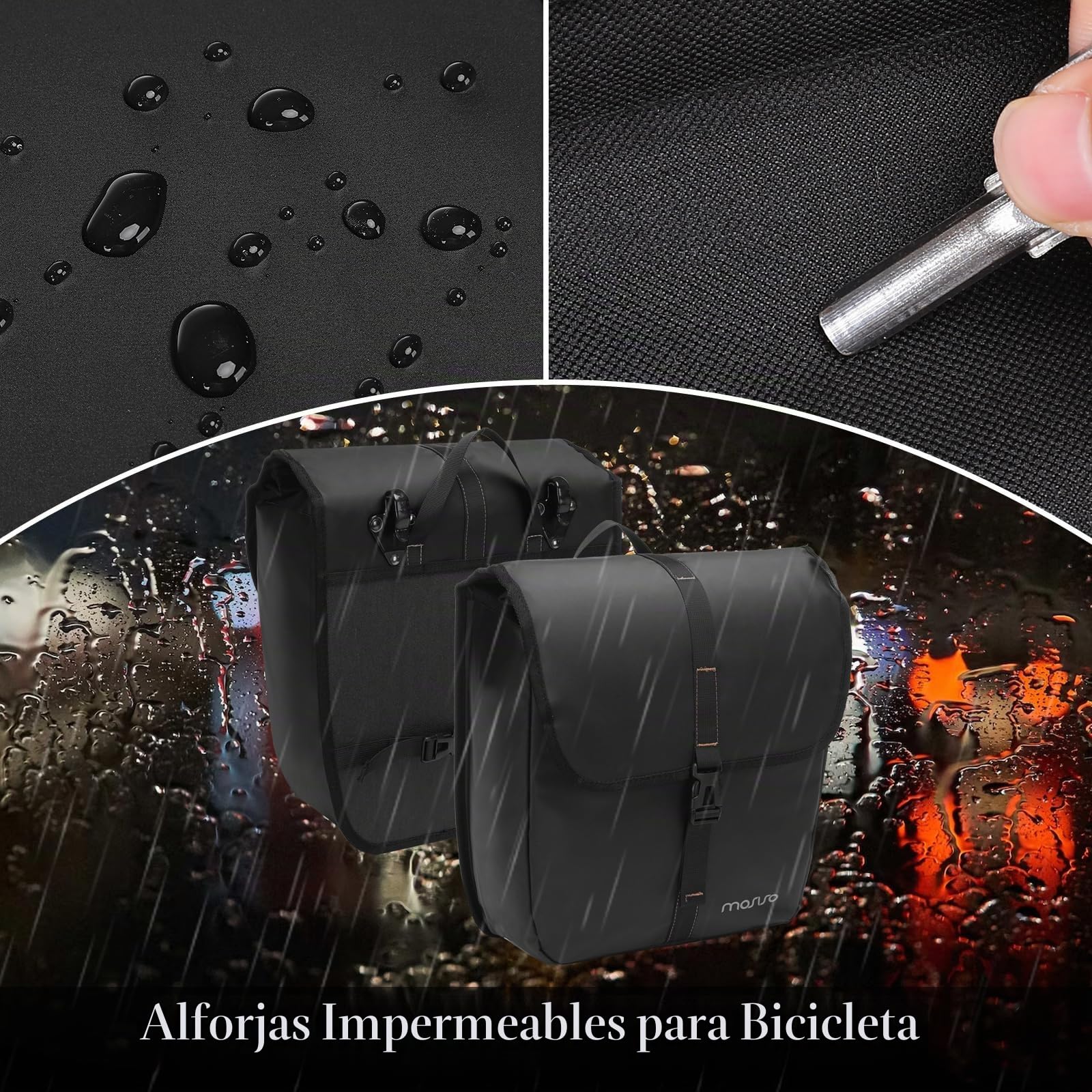 MOSISO 20L Alforjas para Bicicleta, 2 Pack Alforjas Impermeables, Gran Capacidad Flap Bicicletas Bolsa Trasera Ciclismo Equipaje Bolsa para Carretera Bicicleta de Montaña Ciclismo Viajar