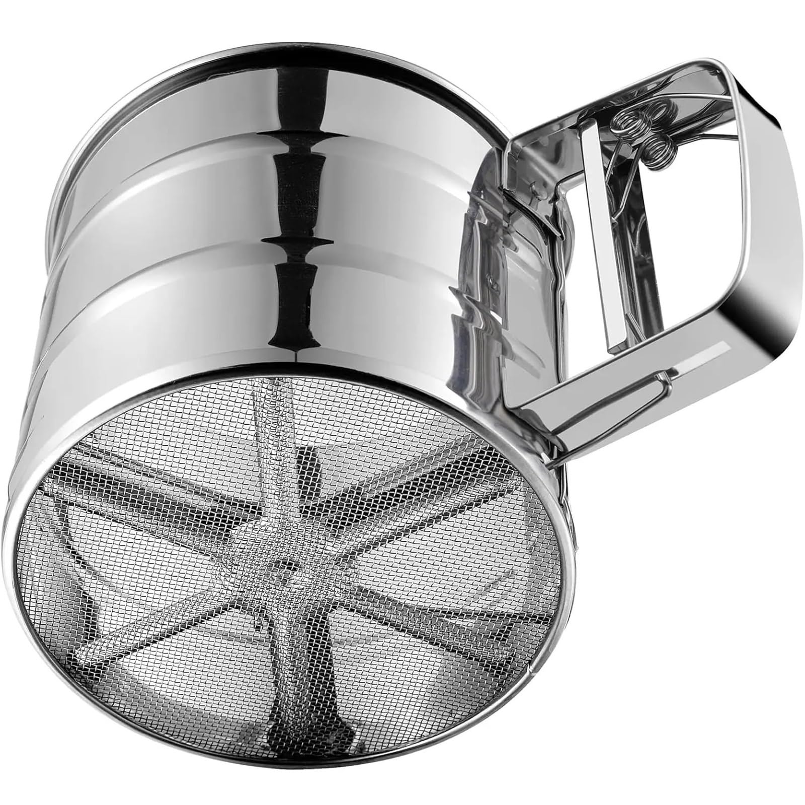 2-teiliges Mehlsieb aus Edelstahl, Doppellagiges feines Netz, Einhandkurbel, ideal for Backen von Zucker, Mehl und Kuchen Für Küche