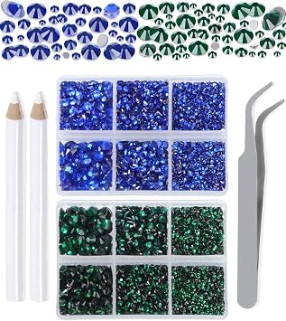 LPBeads 6000 adet z mr t ve safir d zeltmesiz yapay elmas, 6 farkl  ebatta, yuvarlak kristal cam, d z s rt, yapay elmas, c mb z ve t rnak sanat , el i i, k yafet  antas , kendin yap i in
