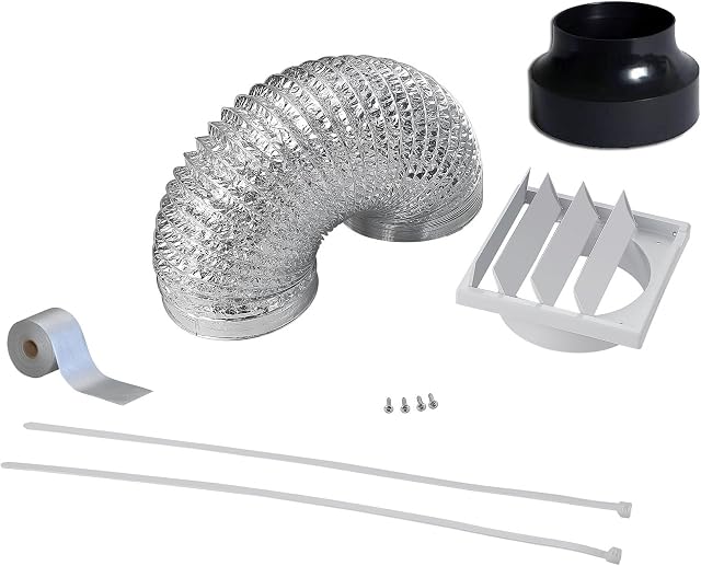 Cookology DK1M120 12cm Universal Ducting Kit for Kitchen Extractor Fans & Cooker Hoods | 120mm x 1 Metre Flexible Hose & Outside Wall Vent