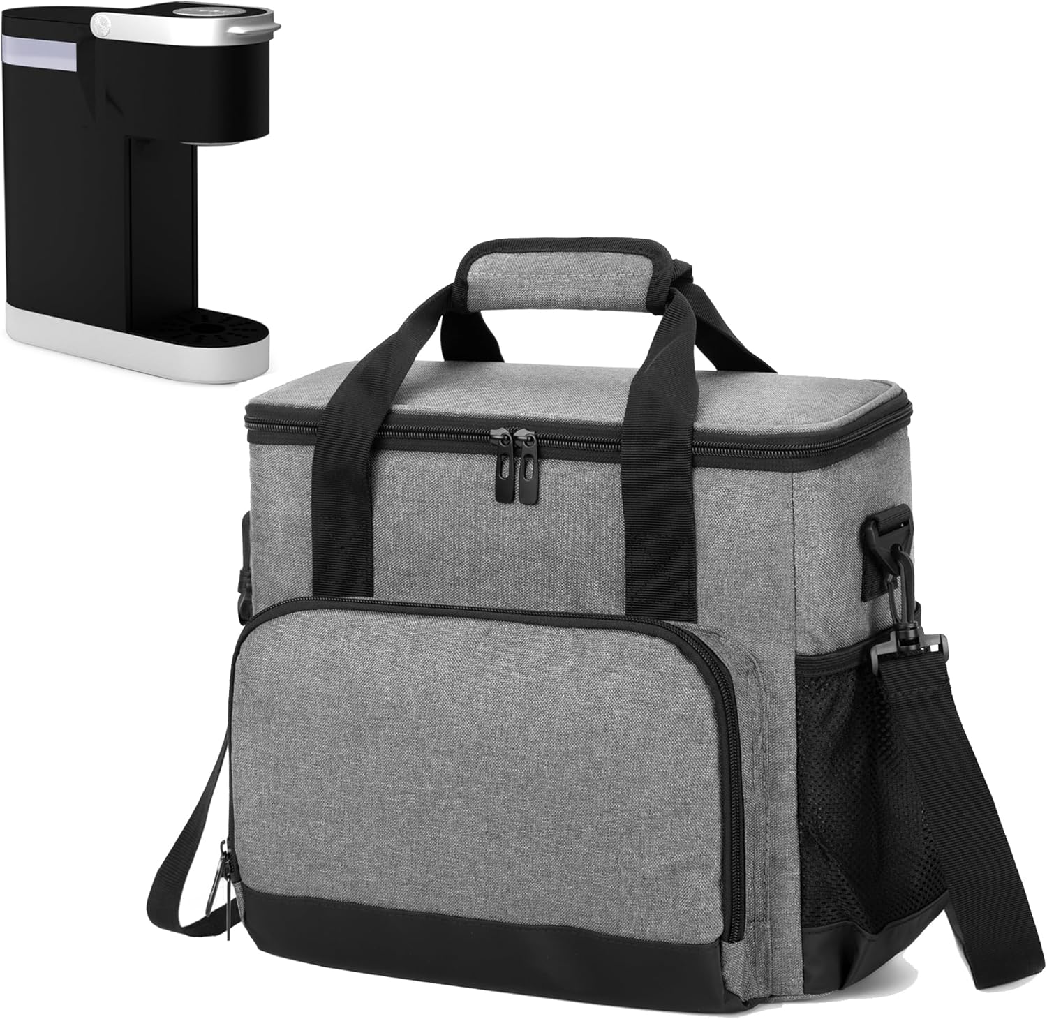 CURMIO Coffee Maker Carrying Bag Compatible for Keurig K-Mini or K-Mini Plus, Single Serve Coffee Machine Travel Bag for K-Cup Pods, Gray (Bag Only)