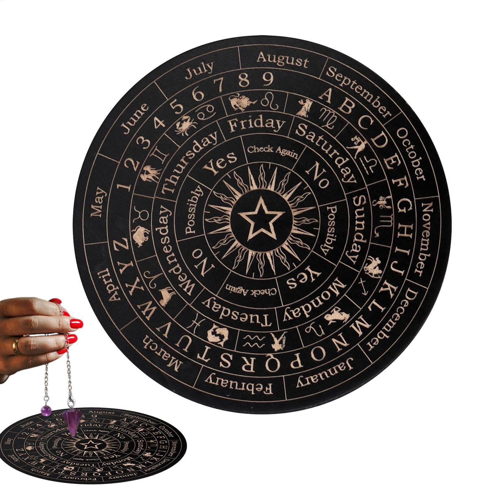 Pendulum Mat, Dowsing Divination Metaphysical Message Board, witchcrafts Wiccan Altar Supplies Kit, Dowsing Pendulum Kit witchcrafts Wiccan Altar Supplies Spiritual Power For Divination Meditation