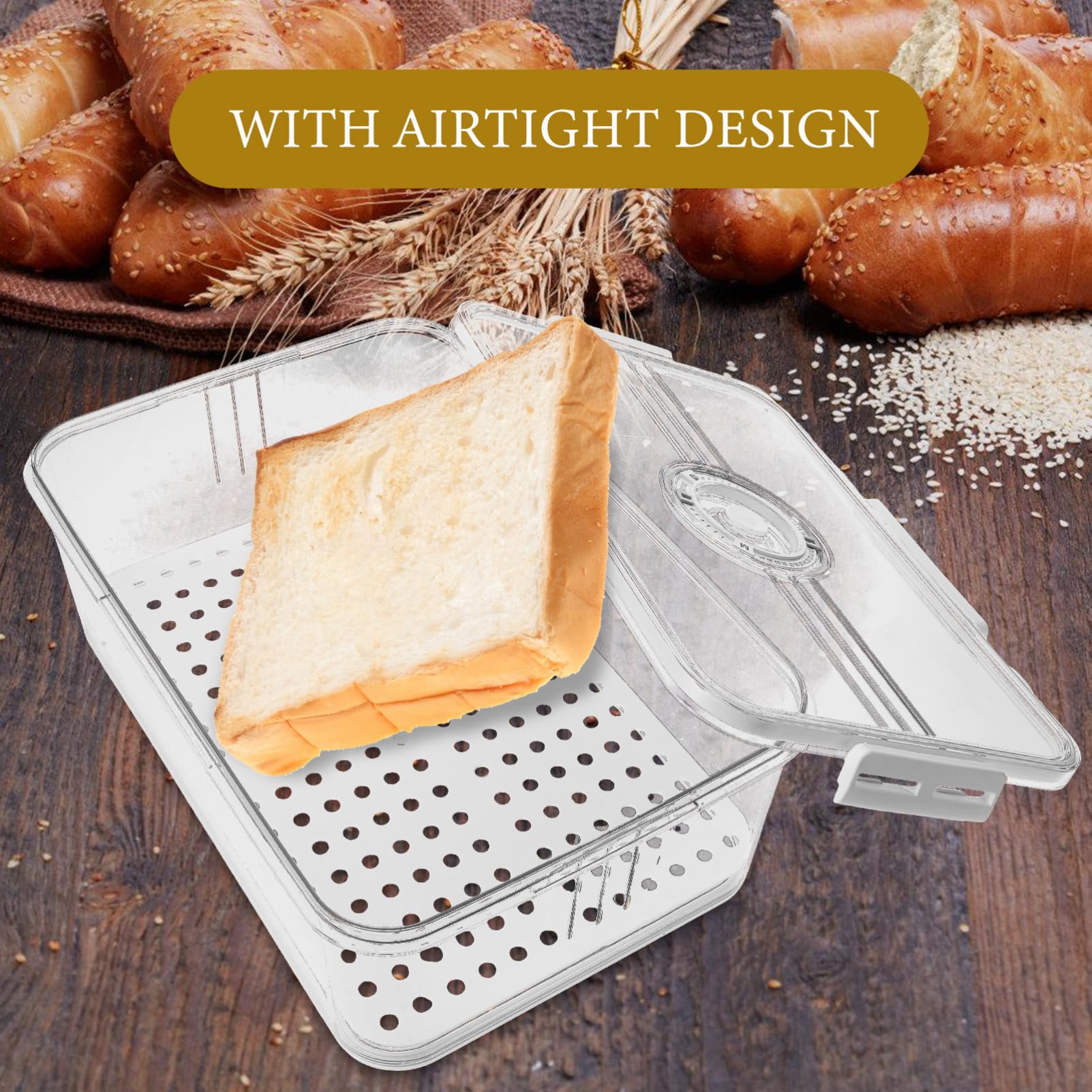 Brotkasten Kunststoff Zeiterfassung für Selbstgebackenes Brot Xxl Luftdicht mit Deckel Frischebox und Küchenarbeitsplatte