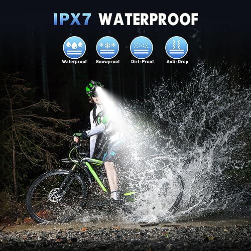 Miniatura 6 de Paquete de 2 faros superbrillantes, recargables de 2000 lúmenes para adultos, 7 modos, luz frontal con zoom, carga rápida USB-C, impermeable para