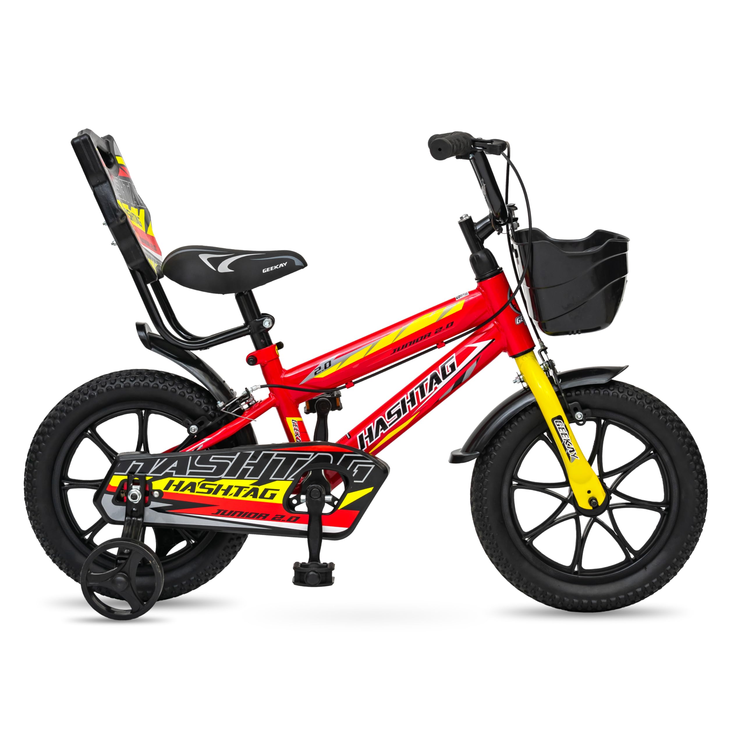 Geekay Hashtag Junior 2.0 Single Speed 16T Kids Cycle - Red Yellow