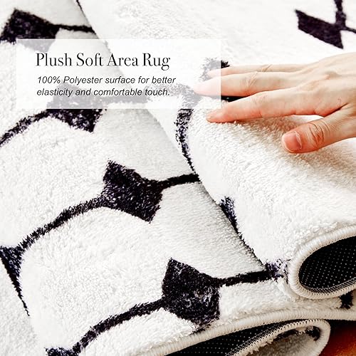 Miniatura 8 de Unomi Alfombra marroquí de área lavable, antideslizante para interiores, para sala de estar, dormitorio, oficina, 8 x 10 pies, color blanco y negro