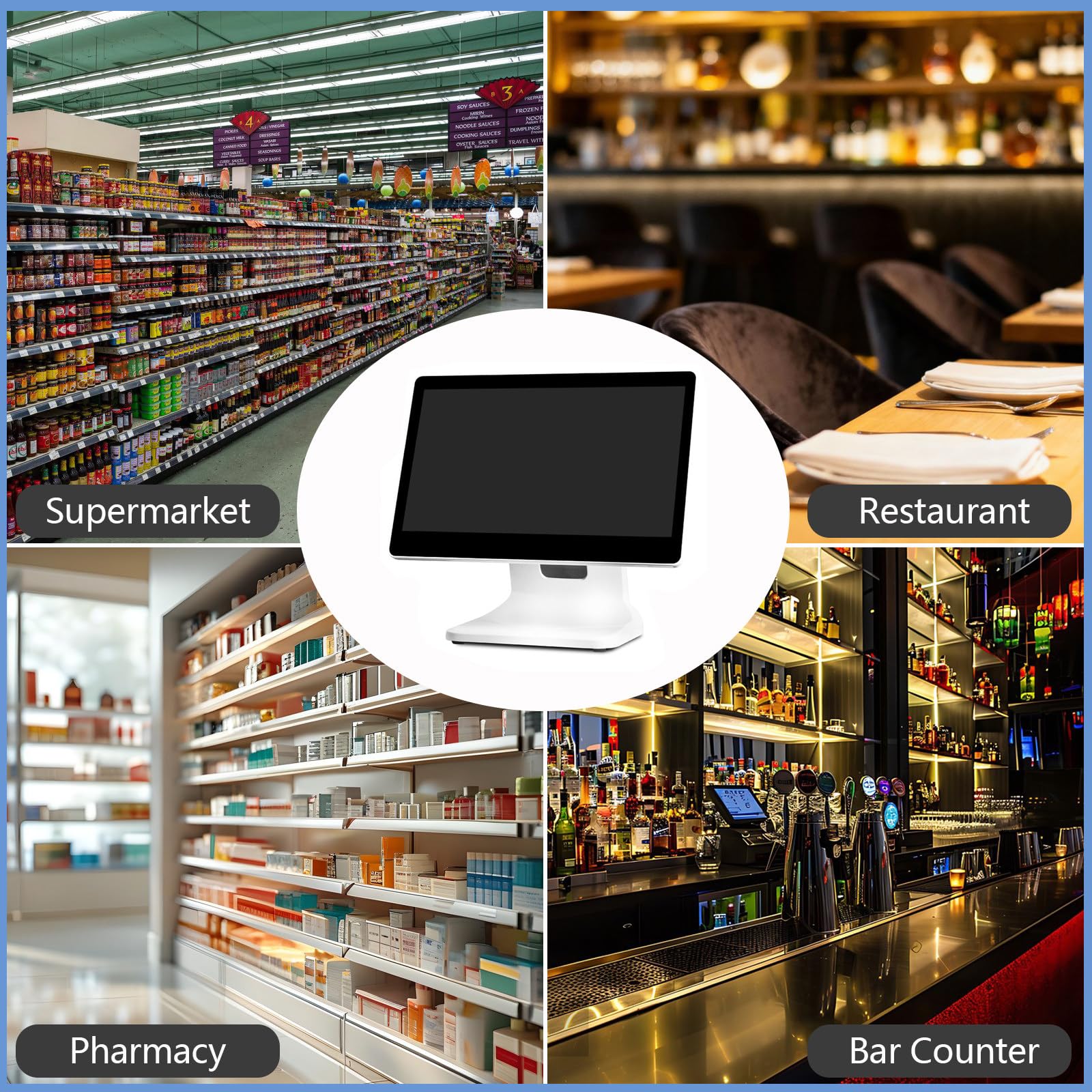 Caja Registradora, Terminal Pos con Pantalla Táctil De 15,6" para Comercio Minorista Y Restaurantes,Ángulo Ajustable con una Mano,para Comercio Minorista, Restaurante, Tienda