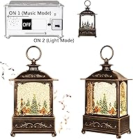 Vista 3 de Linterna de globo de nieve de pueblo navideño, decoración de Navidad, linterna de agua para interiores, remolino brillante con música