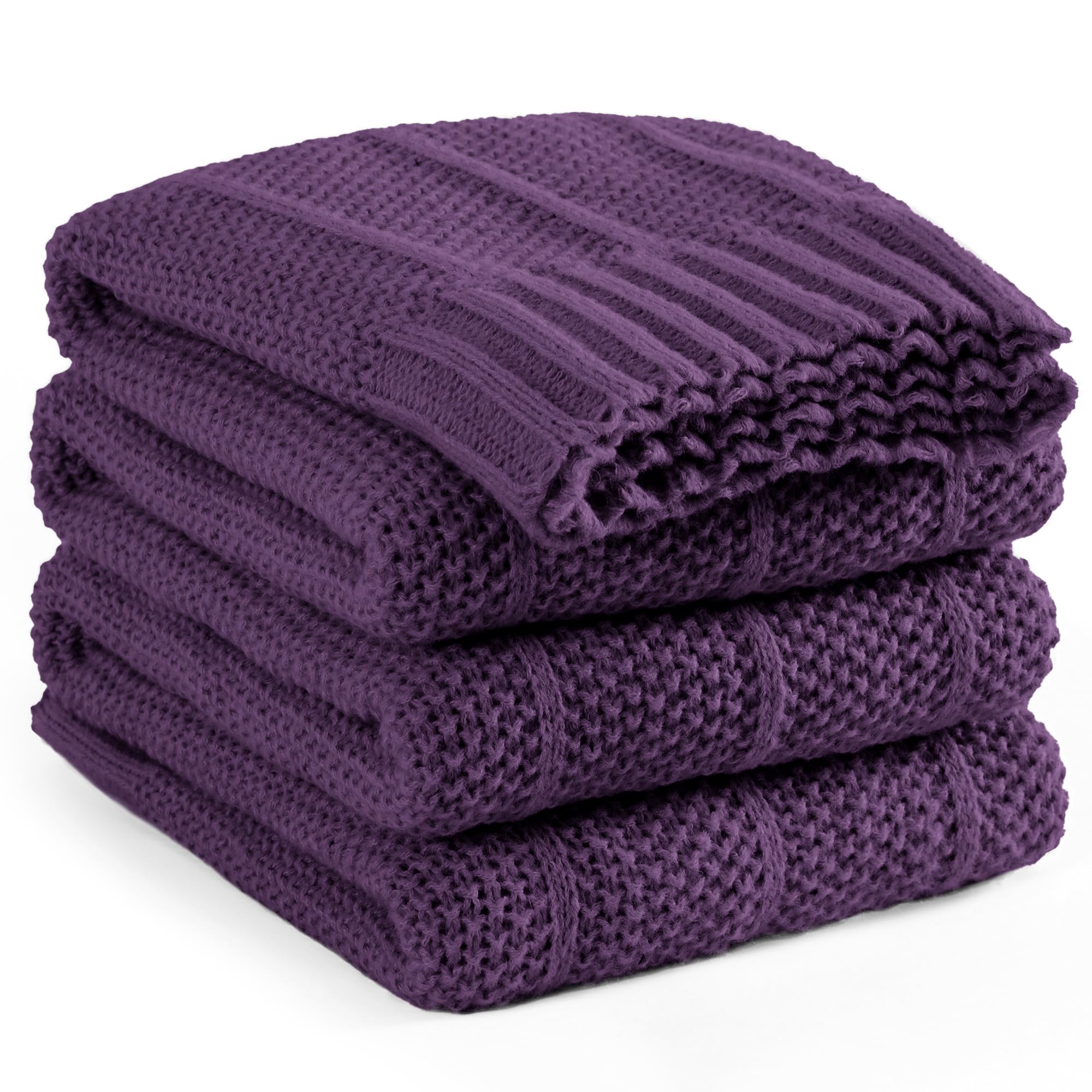 Carriediosa Knit Throw Blanket for Couch 60" X 80" Twin, Soft Cozy Stripe Pattern Cable Knitted Throws Fall Fluffy Textured Solid Home Decor Blankets