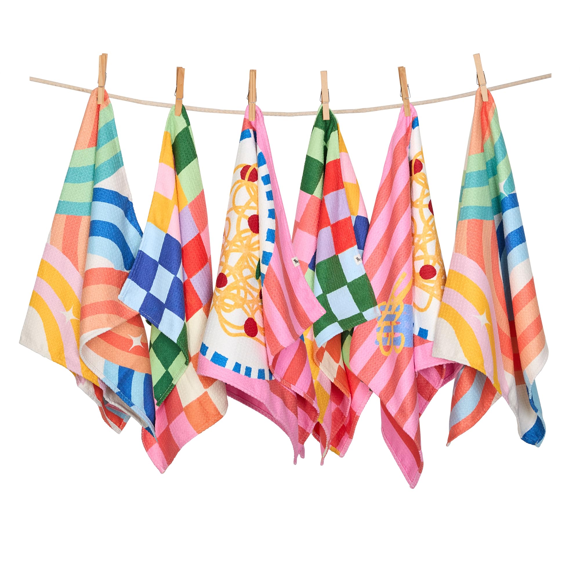 Dock & Bay Tea Towels - Quick-Drying Dish Towels in Thick Waffle Fabric - Medium Size 75x45cm, 29x17 - Spaghetti Night - Set of 6