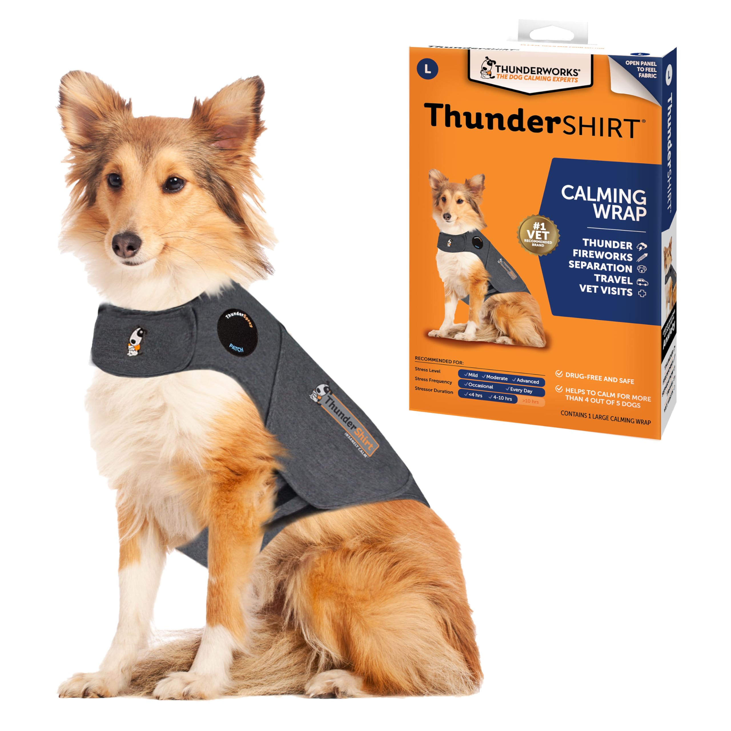 Photo 1 of ThunderShirt for Dogs, Large, Heather Gray Classic - Dog Anxiety Relief Calming Vest