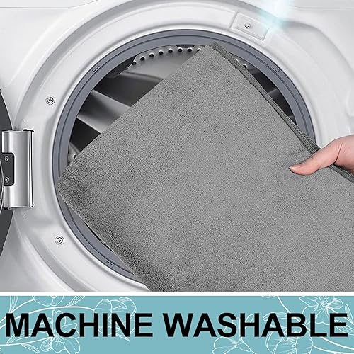 Miniatura 7 de smiry Tapete de baño de espuma viscoelástica de 36 x 24 pulgadas, extra suave, absorbente, antideslizante, para suelos de ducha, baño, color gris