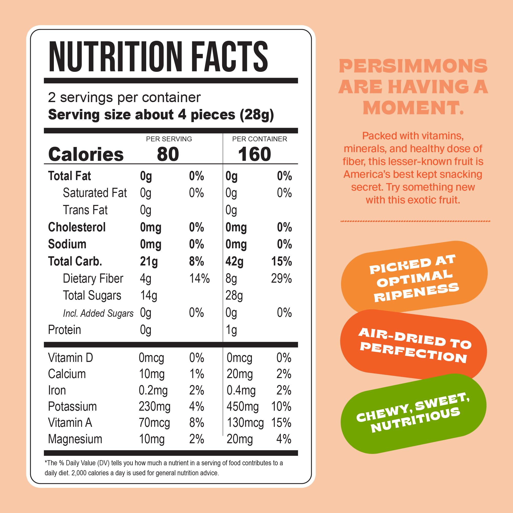 Condition photo showing New/Like New for case of 85 whitney jordan naturals air-dried persimmon slices 2 oz, pack of 10 - dried fruit snack made from real persimmons - no sugar added, gluten-free, vegan, chewy fruit for healthy snacking on-the-go bb sept 2025 