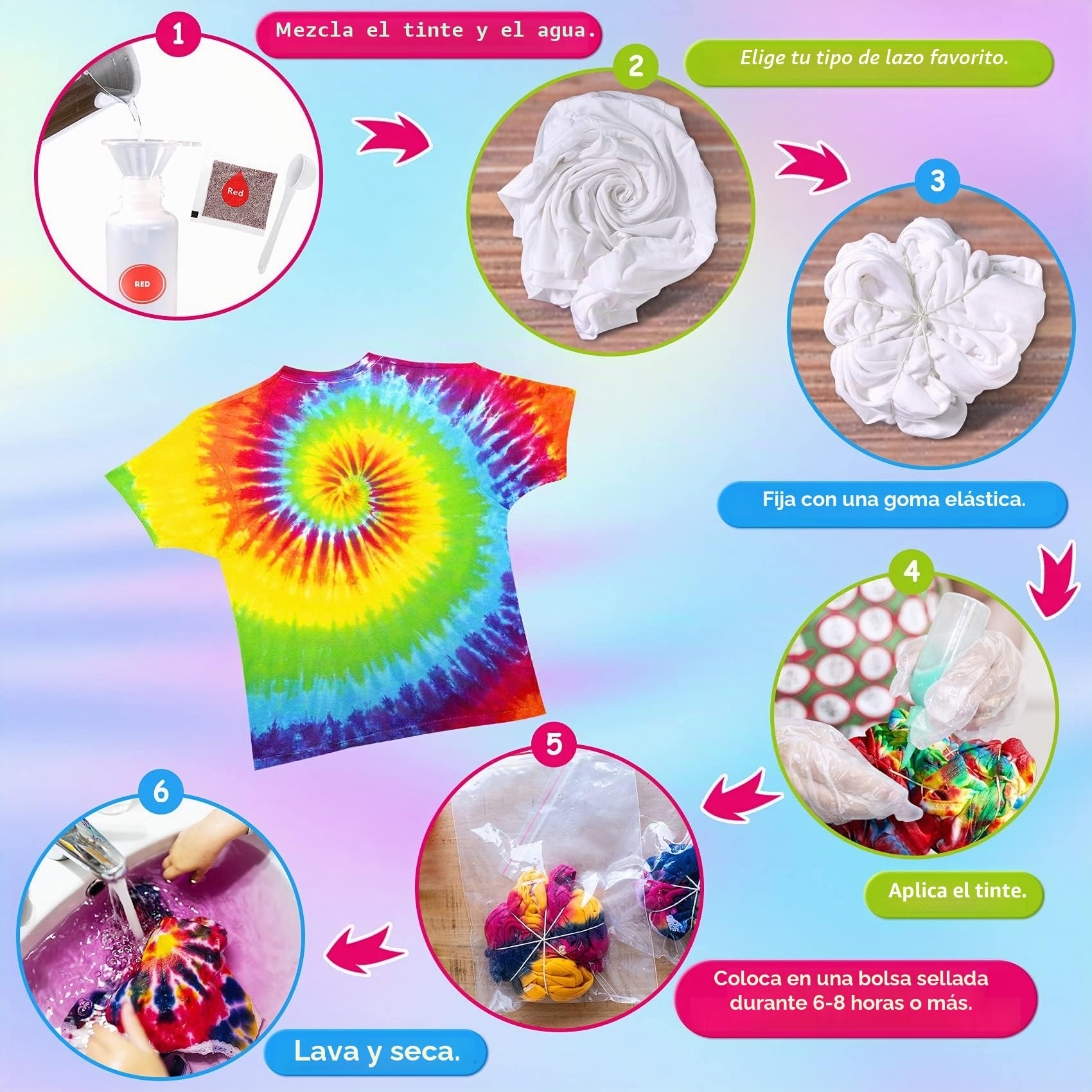 Kit de tintes Tie Dye, Textiles de Tela 20 Colores Vibrantes Adecuado para Arte de Bricolaje Tie-Dye para Niños y Adultos