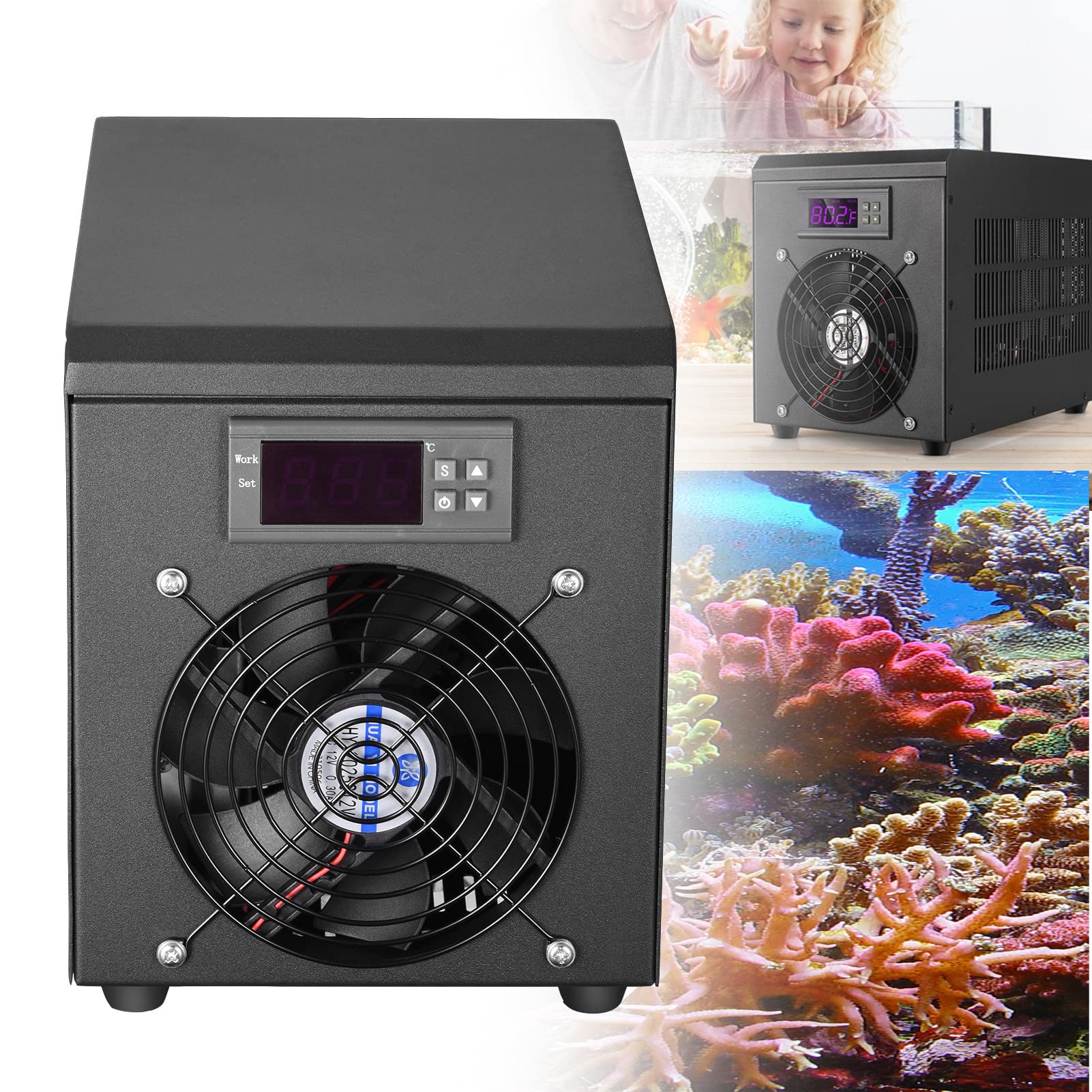 LMYYDES Enfriador de Agua para Acuario de 180W, Sistema de Calentador Enfriador de Tanque de Peces de 60L, Dispositivo de Temperatura Constante de 10-40 ℃, refrigeración sostenible,HeaterandCooler
