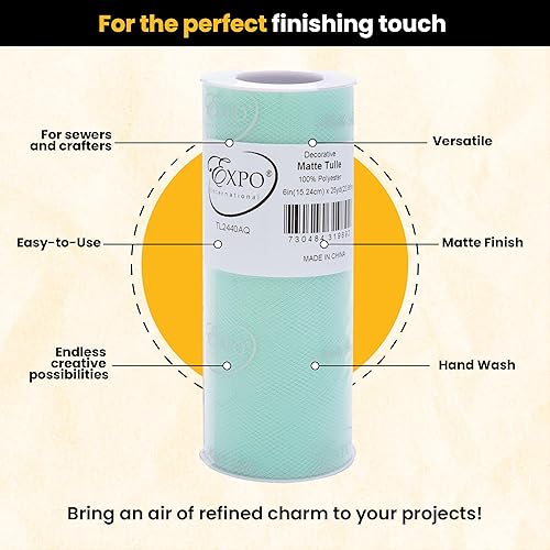 Miniatura 42 de Expo International Tul mate decorativo, tela de tul de poliéster ligero para tutús, disfraces y decoraciones de fiestas, lavable, fácil de usar, 6