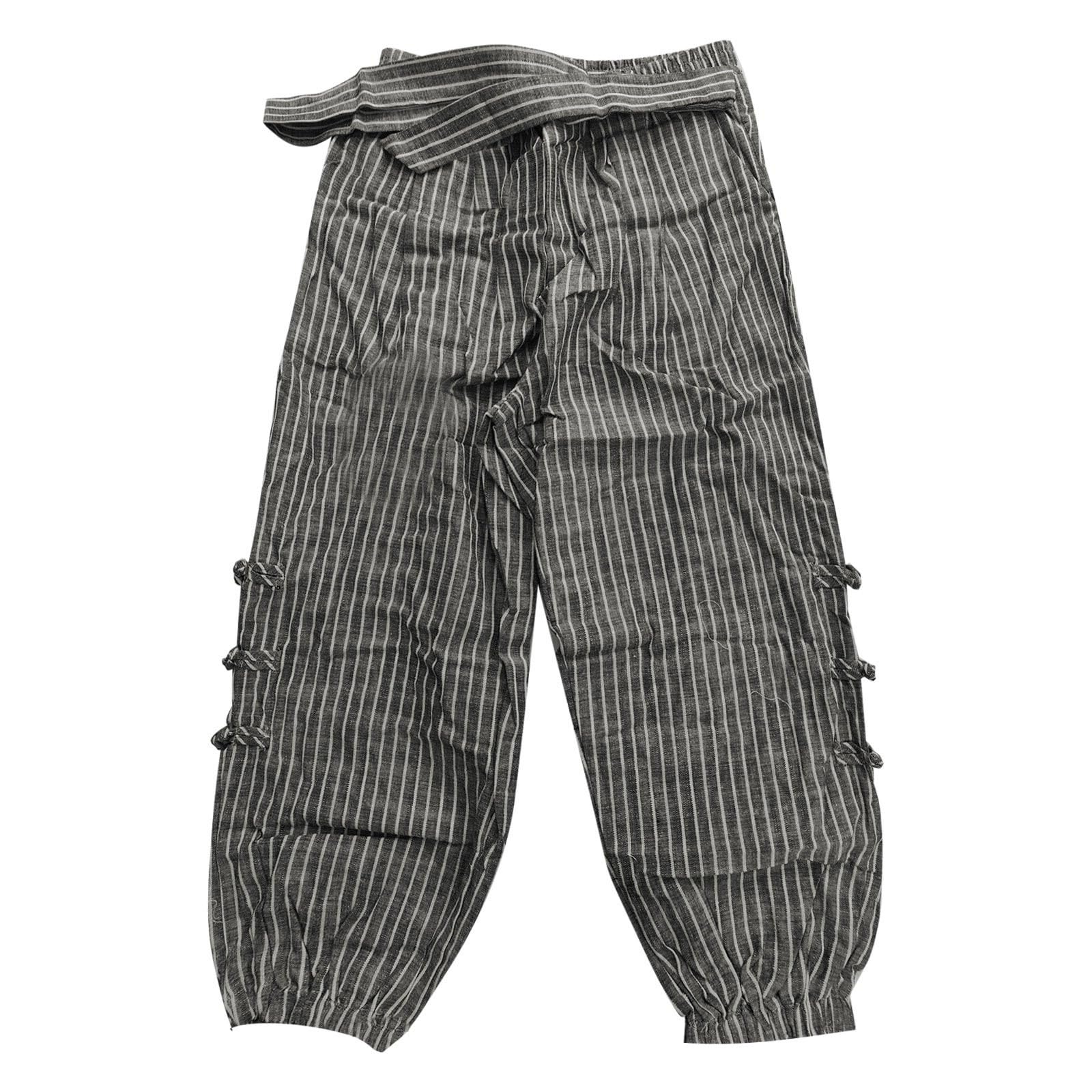 Generico Pantaloni Lino Uomo Pantalone Leggero Primavera Estate Largo A Righe Jogger in Lino Comodo E Traspirante Pantaloni Casual Uomo Estivi