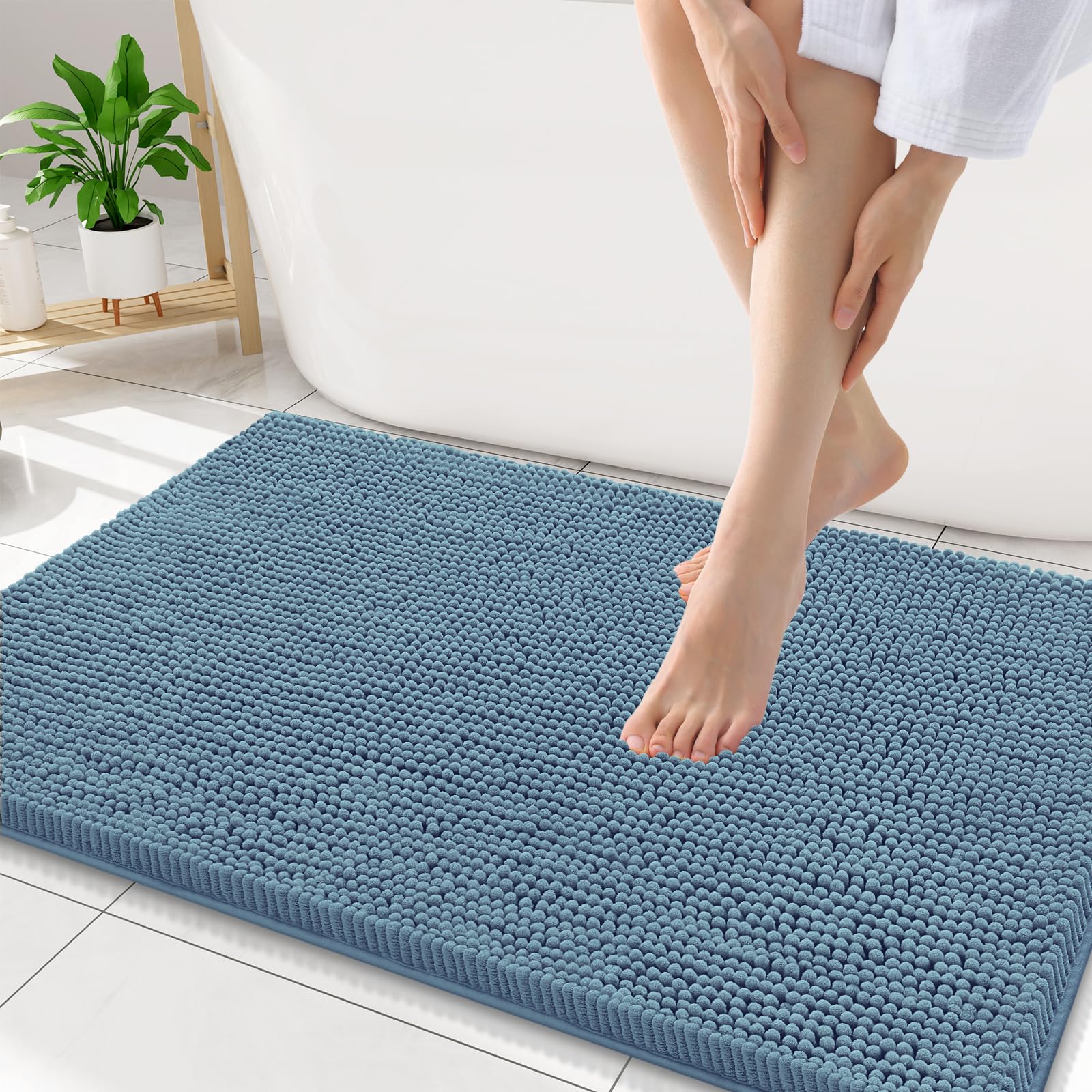 Smiry Bathroom Rugs 34X21, Luxury Chenille Extra Soft Absorbent Bath Mat