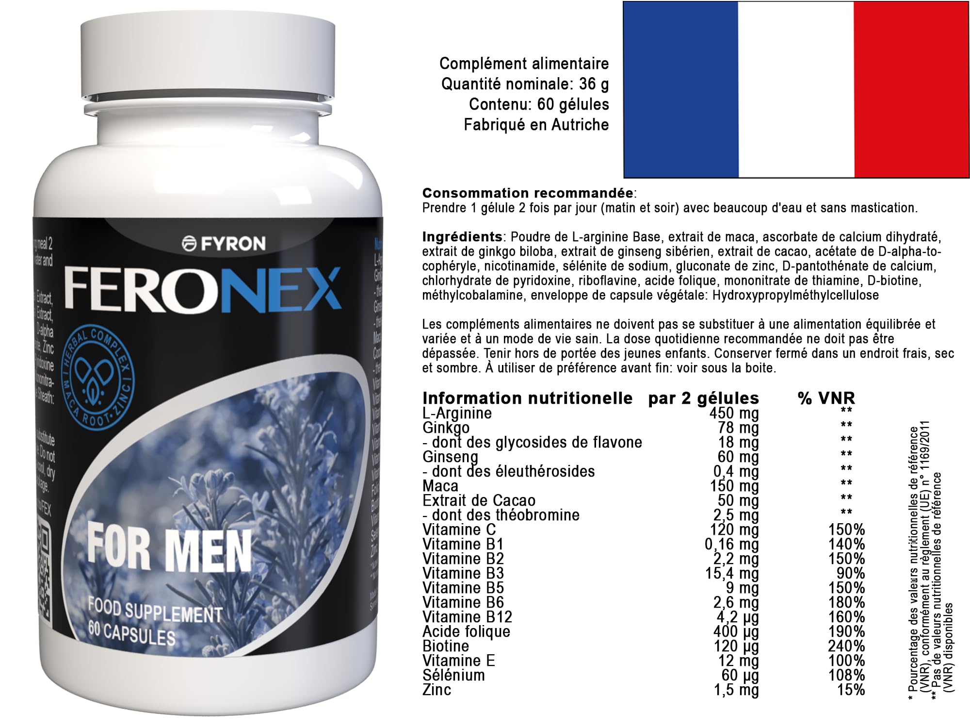 Feronex per gli uomini - 180 Capsule (3x 60 Capsule), Confezione da 3