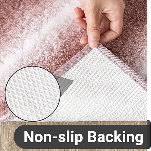 Miniatura 6 de DEXDE Alfombra de baño larga para baño, antideslizante, de microfibra de felpa suave, lavable a máquina, absorbente, alfombra grande para baño,