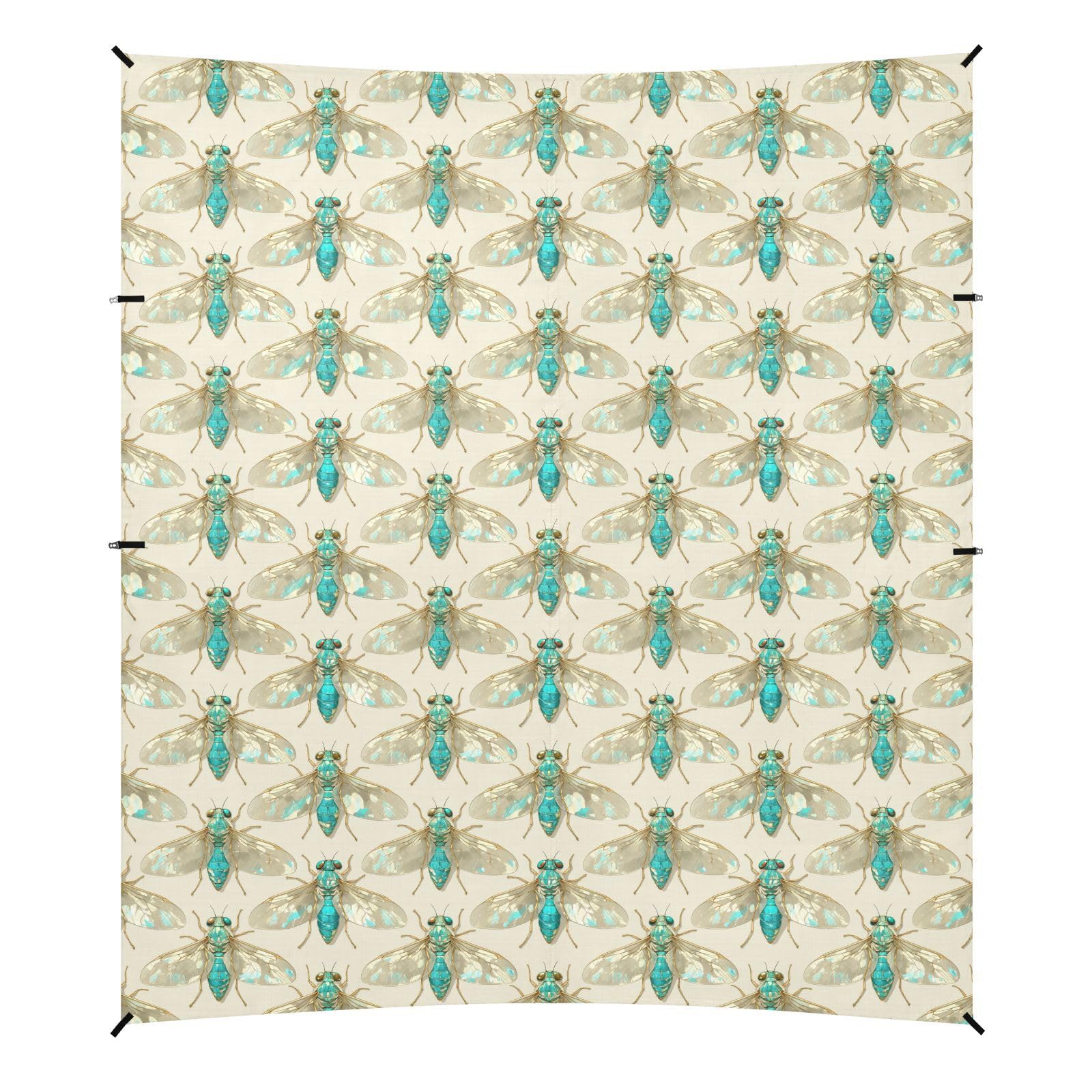 Grand pare-soleil bleu Cicada UPF50 facile à installer avec pelle à sable pour le camping, la pêche, le plaisir dans le jardin ou les pique-niques