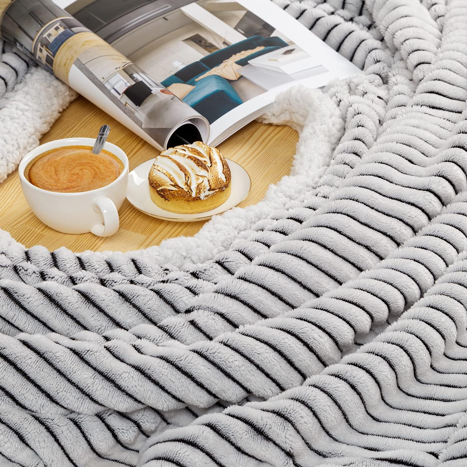 Sherpa Blanket Fleece Throw – 50x60, Black and White – Soft, Plush, Fluffy, Warm, Cozy, Thick – Perfect for Bed, Sofa, Couch, Chair : Home & Kitchen