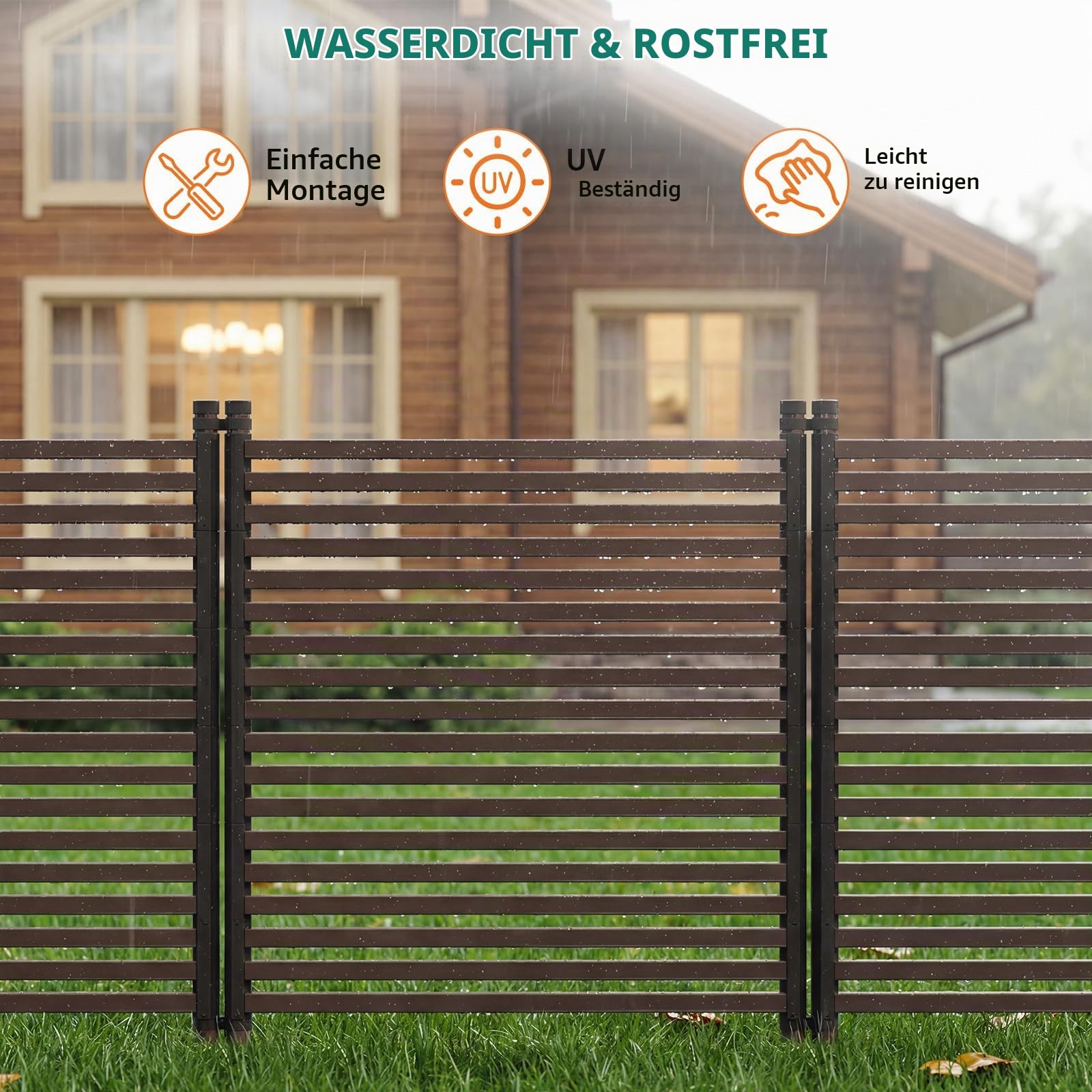 Metall Gartenzaun 3er Set 120x274 cm, braun, wetterfest rostfrei