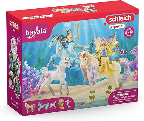 Miniatura 6 de Schleich Bayala - 72178 - Juego de 7 piezas de sirena, unicornio y hada para niñas y niños, lindas figuras de hadas y unicornio con accesorios,
