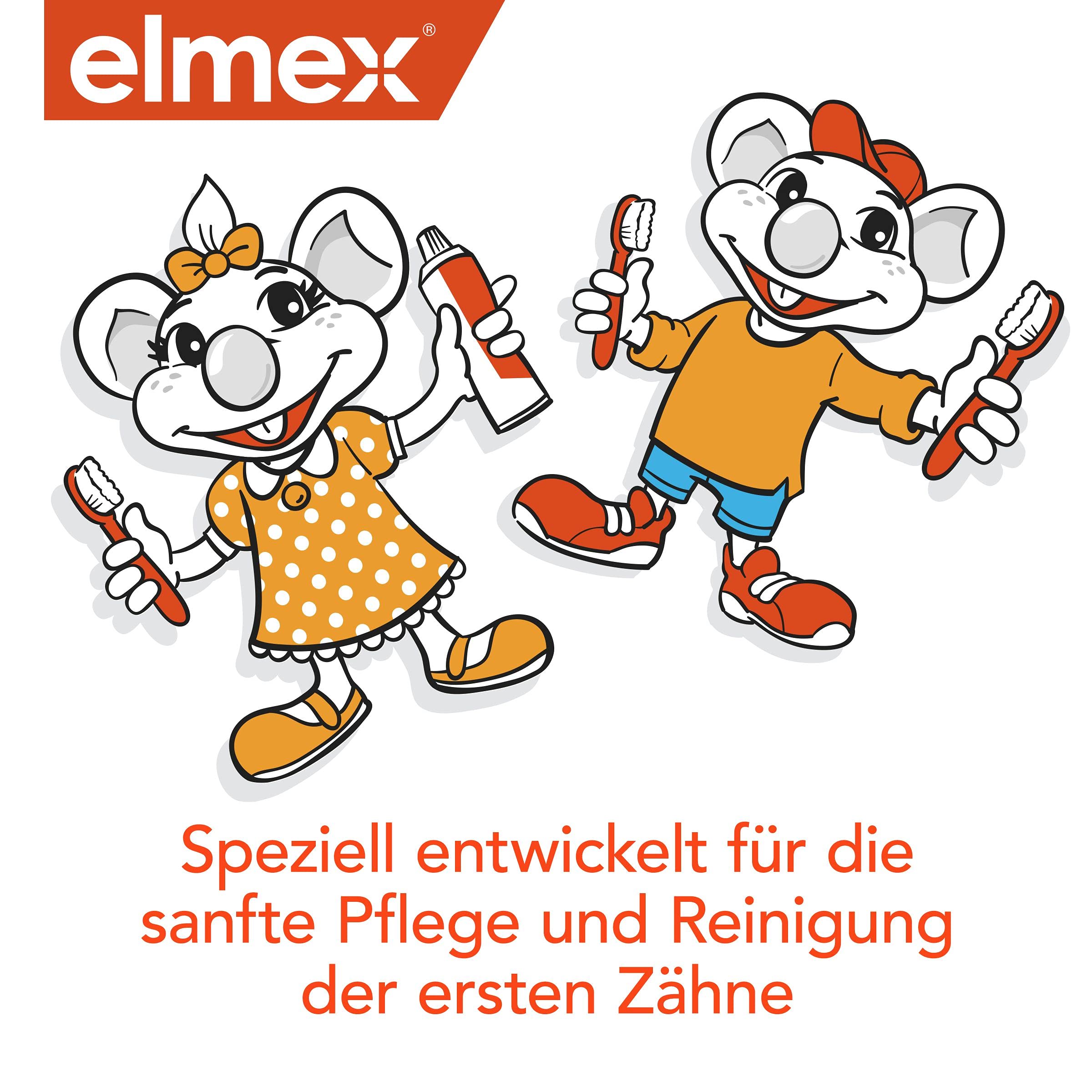 elmex 2 w 1 szczoteczka do zębów i gryzak dla niemowląt w wieku 0-12 miesięcy, 1 sztuka – przyzwyczaja dzieci do mycia zębów i przyjemna w przypadku dolegliwości zębów – nie zawiera BPA i nieszkodliwa