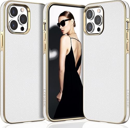 LOHASIC Funda para iPhone 14 Pro Max, funda de piel sintética vintage de lujo elegante ProMax para mujeres y niñas, agarre antideslizante,