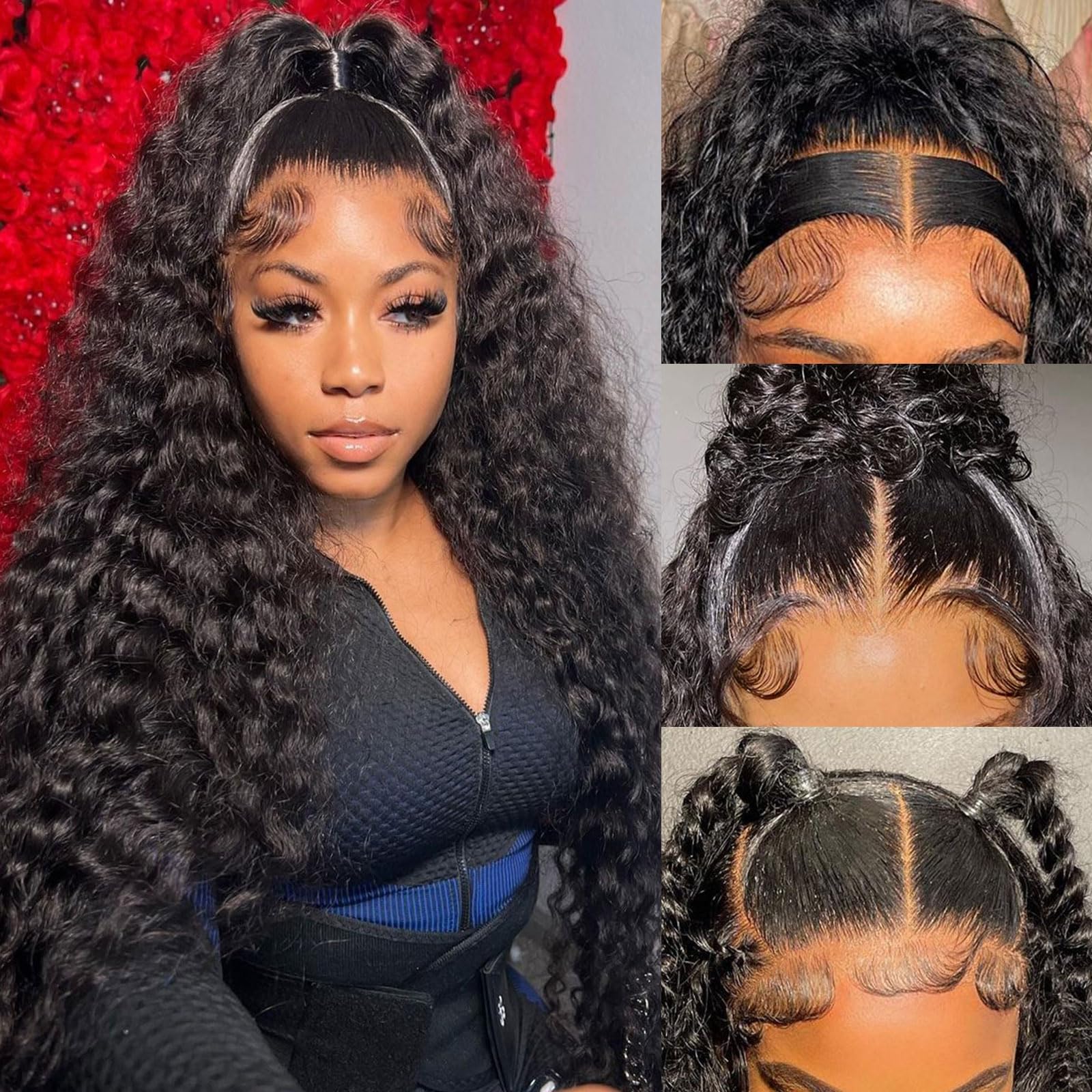 Amazon.com : LRV 28 Inch Deep Wave Lace Front Human Hair 