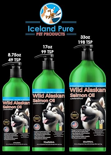 Miniatura 9 de Aceite de salmón salvaje de Alaska para perros y gatos  1,043 mg de omega-3 por cucharadita  Mezcla de aceite de salmón y abadejo  Botella de