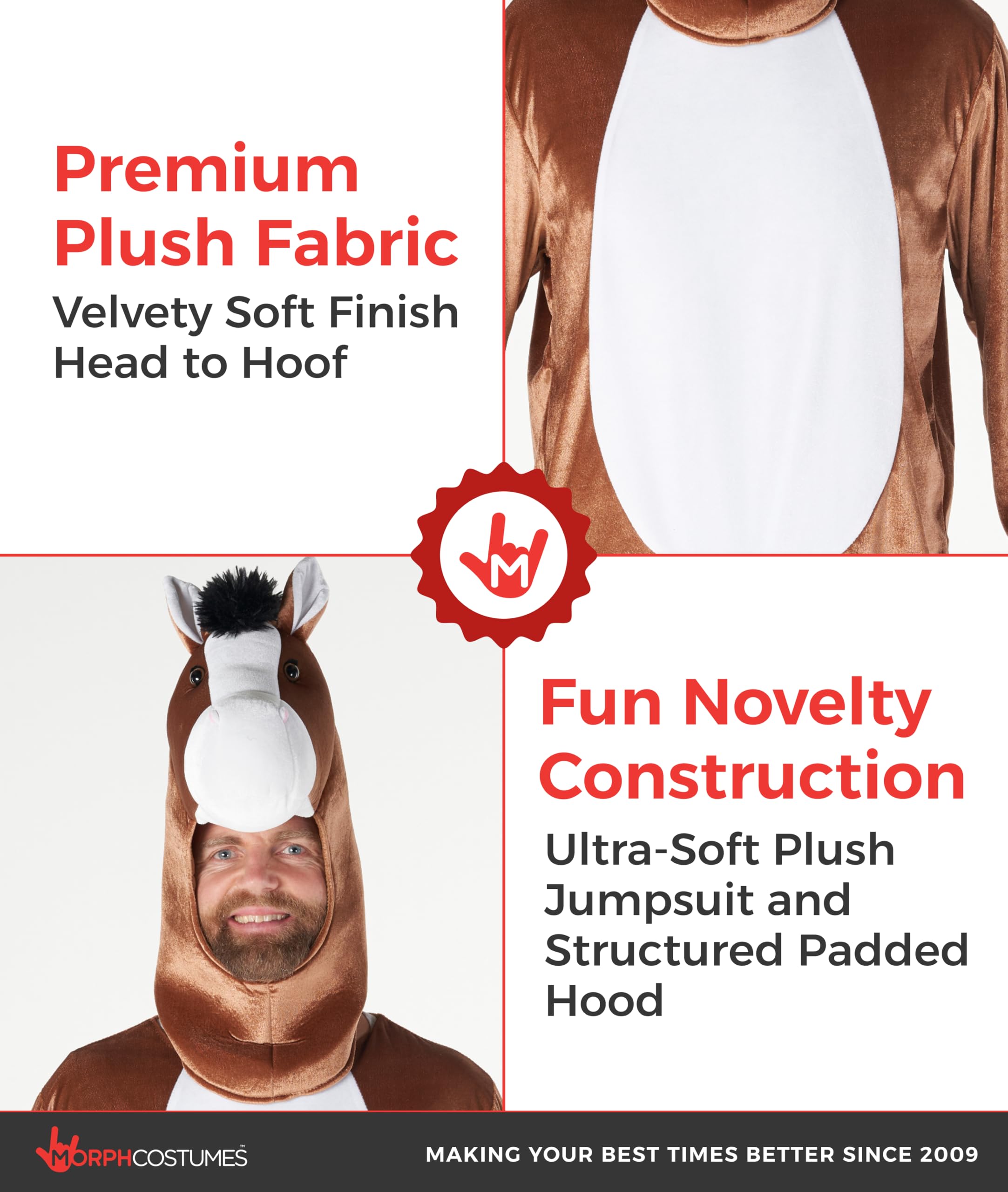 Morph Disfraz Caballo Adulto, Disfraces Animales, Traje de Potro, Disfraces de Caballos, Disfraz Carnaval Hombre