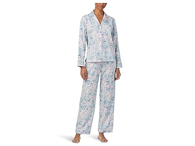 Lauren Ralph Lauren Woven Long Sleeve Notch Long Pj Set Women