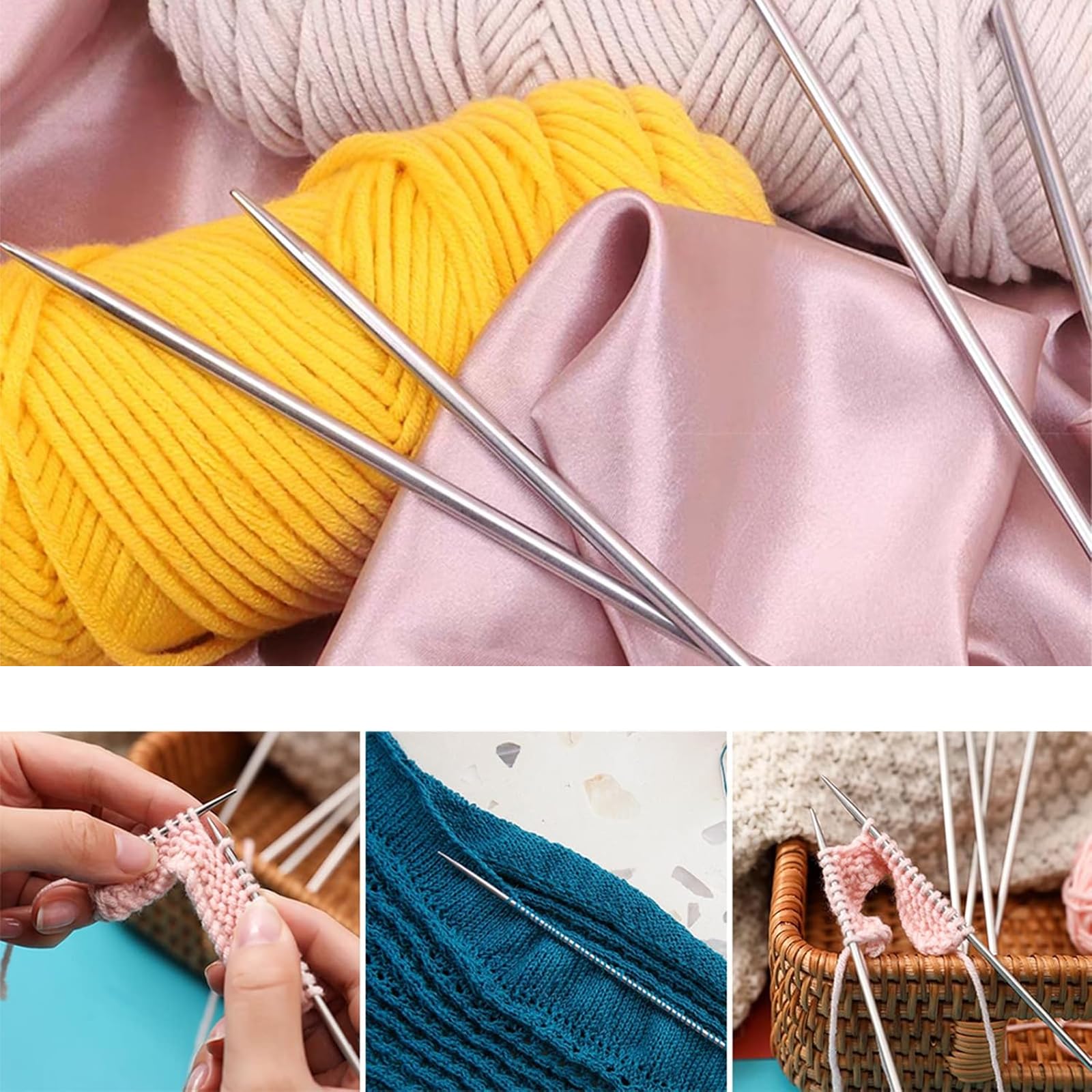Knitting Needle Set, Stainless Steel Double Pointed Knitting Needle with Knitting Accessories - Image 3