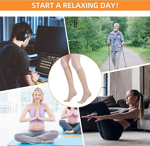 Miniatura 4 de Calcetines de compresión para hombres, mujeres y mujeres embarazadas, calcetines de compresión de punta abierta de 20-30 mmHg