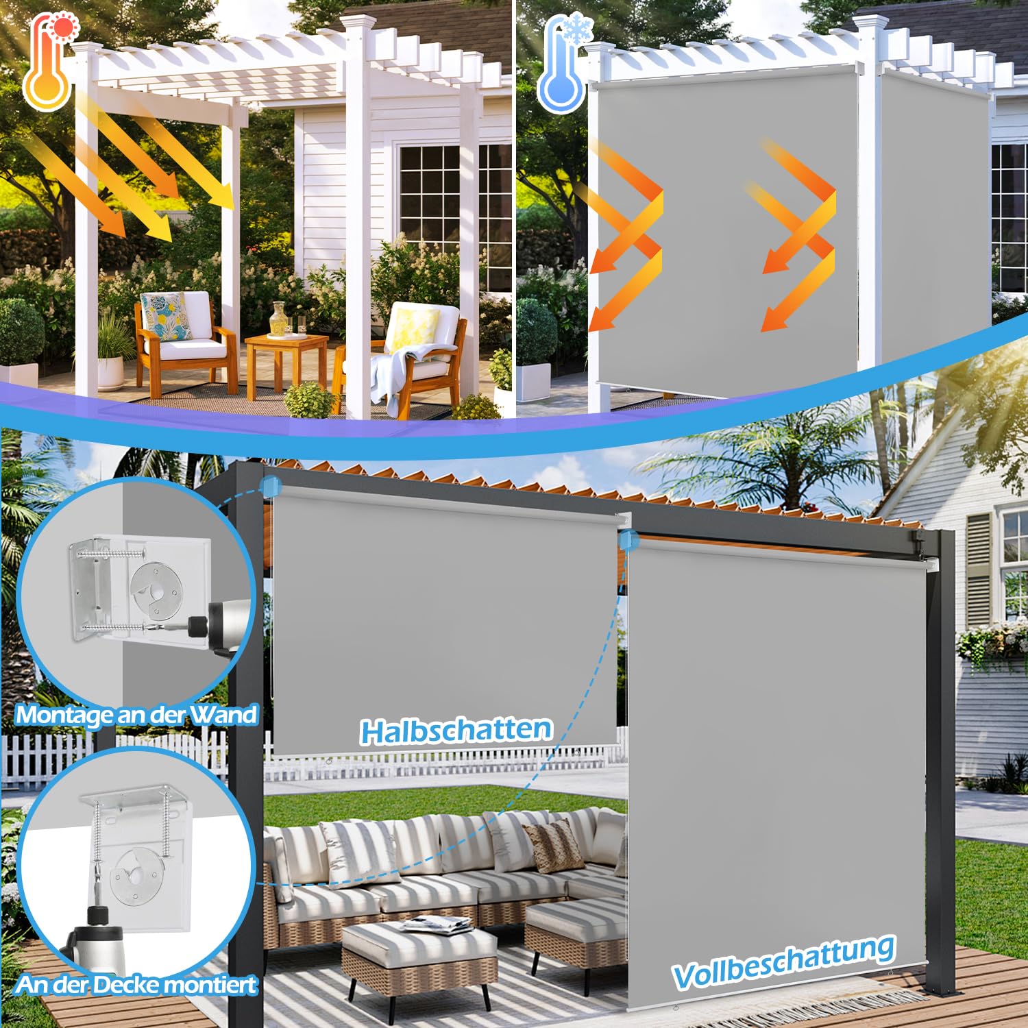 Store Occultant Extérieur Store Vertical Extérieur ISOISL 180x240cm - Protection Solaire Et Intimité Gris Clair Store Exterieur Terrasse Store Occultant Extérieur Store Vertical Extérieur ISOISL 180x240cm - Protection Solaire Et Intimité Gris Clair Store Exterieur Terrasse