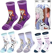 Disney Frozen 4 Pair Ankle Cotton Socks for Kids - Ideal Kids Children Gift - Packed in Round Money Piggy Bank Plastic Cylinder