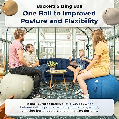 Miniatura 3 de Balance Ball Chair for Office & Home - Ergonomic Exercise Ball for Posture & Back Pain Relief, Yoga Ball Chair - Sitting Ball with Washable Linen