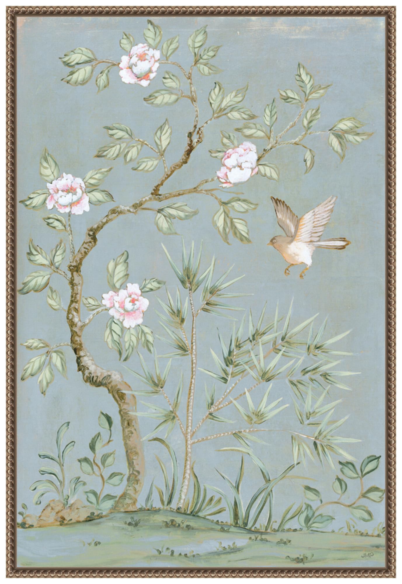 Amanti Art Framed Canvas Wall Art 33x23 Spring Flower Mural II Blue by Julia Purinton, Framed Wall Art Canvas, Flowers Artwork, Traditional Decor, Large Poster Painting for Living Room, Bedroom