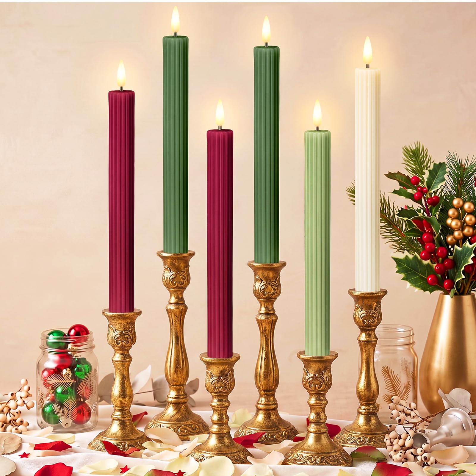 Conelist Confezione da 6 candele natalizie a LED, senza fiamma, a batteria