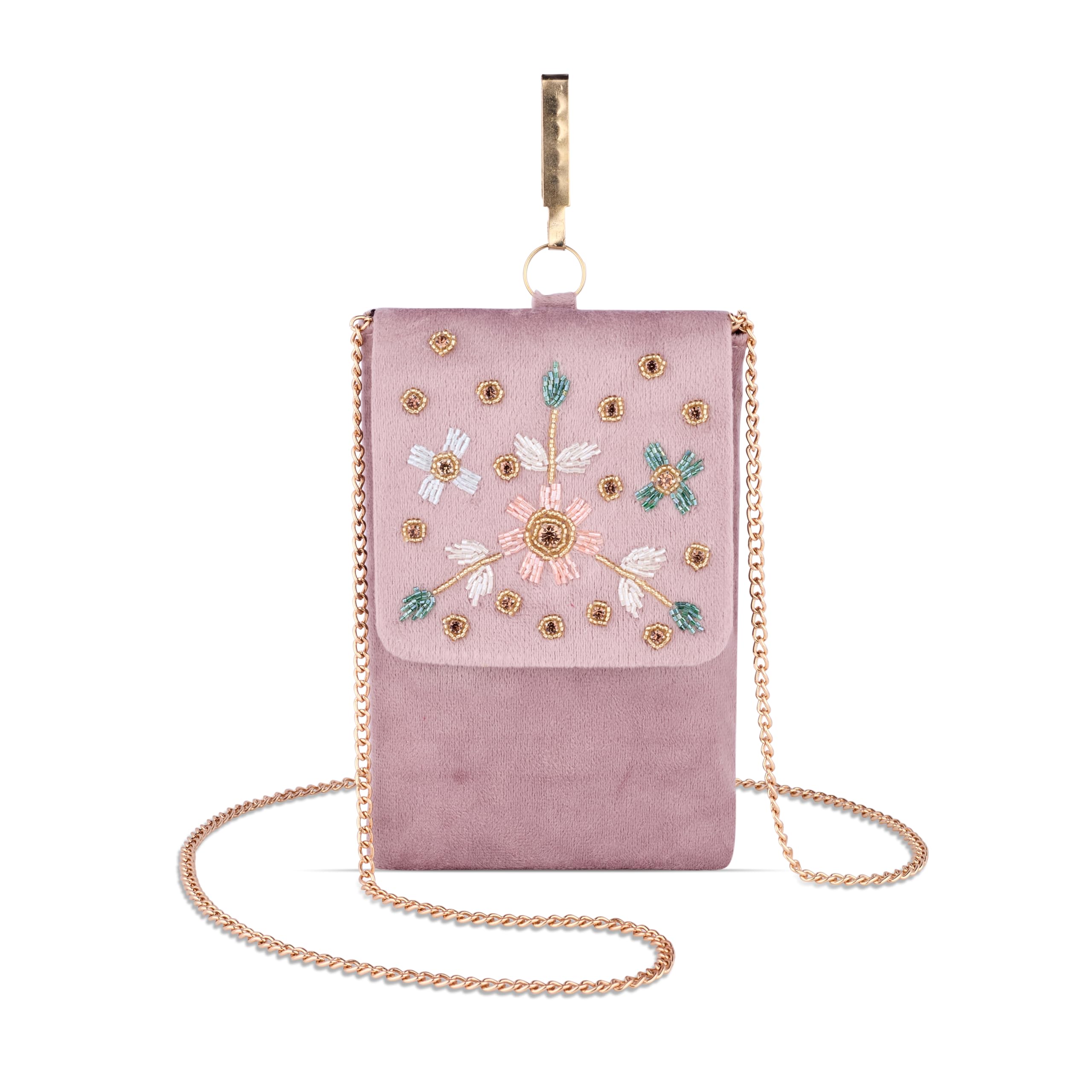 Women's Floral Beaded Mobile Sling Purse | Compact Phone Crossbody Bag with Card Storage & Magnetic Flap Closure-image-19